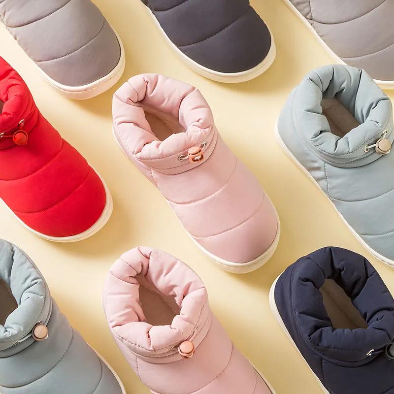 Thick and Velvet Cotton Slippers, Winter Warm Flat Shoes Fashion Casual Soft Shoes for Men and Women