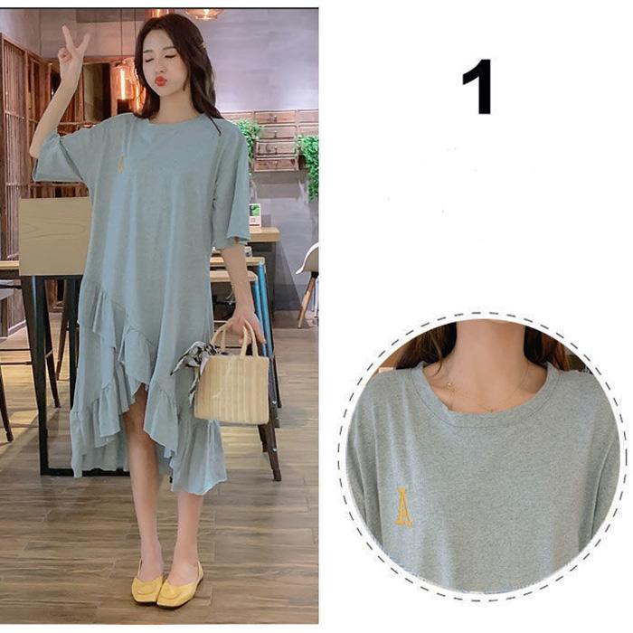 Ruffle Irregular Women's Summer Dress Short Sleeve Round Neck  Daily Wear Home Dating Party