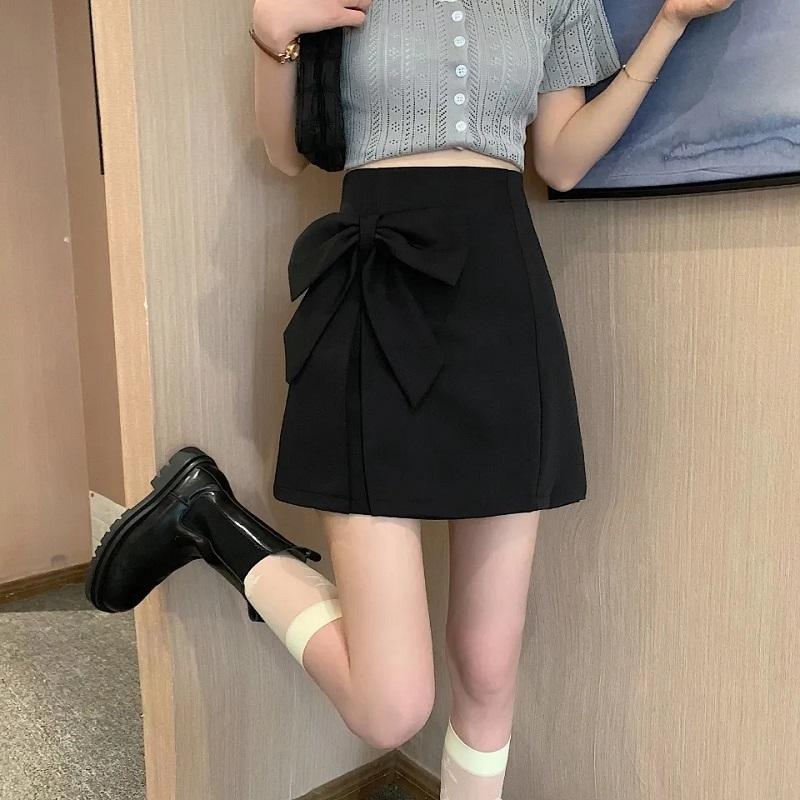 Bow Knot High Waist Slim Skirt Women's Summer A-line Skirt Casual All-match Short Skirt