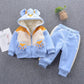 Baby Plus Velvet Suit Autumn and Winter Clothes Thickened Children's Winter Clothes Western Style Winter Hooded Fashionable Boy Clothes