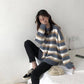 Pofulove Women's Sweatshirt Wild Bottoming Sweater Winter New Loose Contrast Striped Sweater