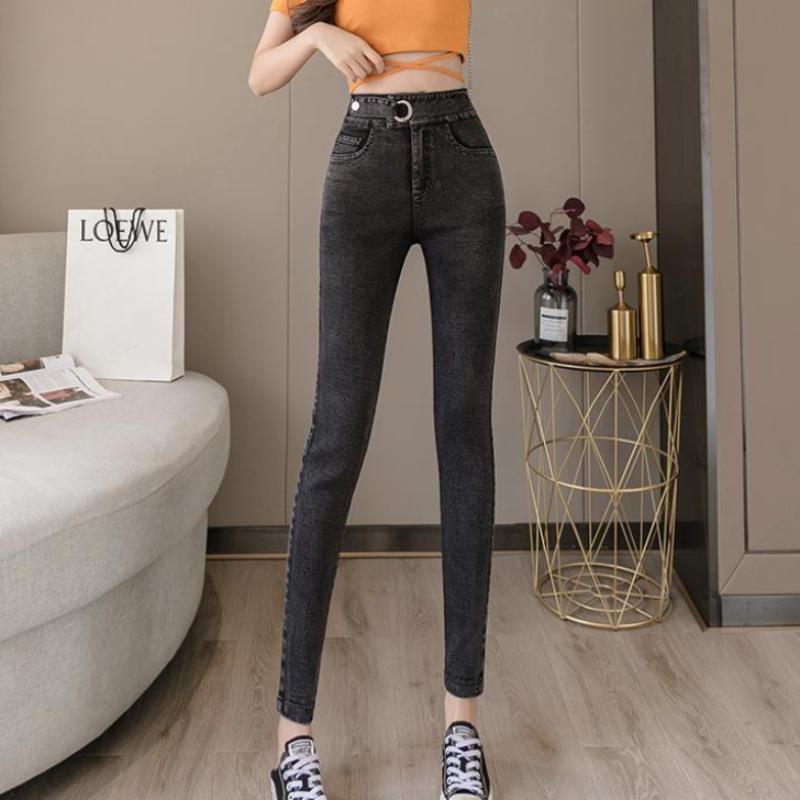 Autumn High Waist Tight Pencil Pants Stretch Joker Pants with Thin Feet Jeans Women
