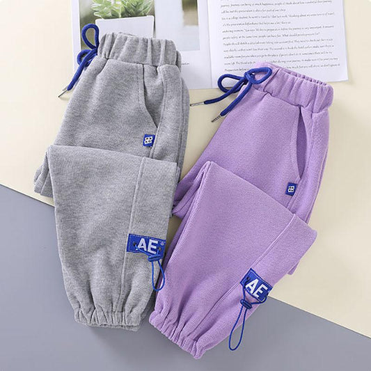 Girls' Trousers Loose Sweatpants Children's Spring and Autumn All-match Girls' Casual Pants Solid Color Trousers