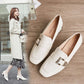 Soft Surface Comfortable Real Cowhide Thick Mid-heel Work Shoes Casual Shoes Single Shoes Women's Square Toe English Small Leather Shoes