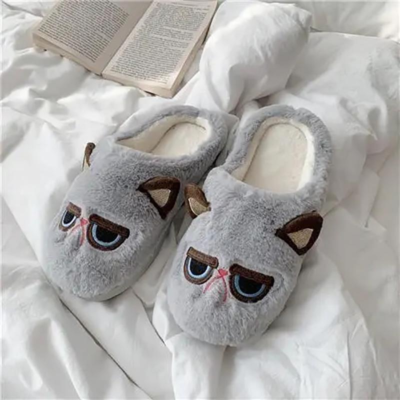 Women Warm Slippers Ladies Cute Winter Shoes Home Cat Plush Flats Casual Fashion Indoor New Footwear Bedroom Woman Shoe 2021
