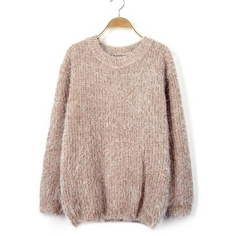 New Women's Sweater Loose Mohair Round Neck Pullover Bottoming Sweater Sweater Women's Head
