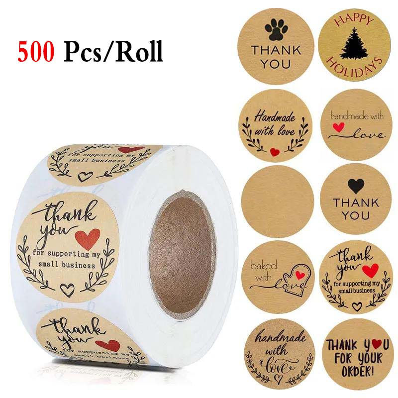 500pcs Cute Flower Thank You Series Round Sticker Seal Labes Mutifunction DIY Decorative Gifts Package Labels for Baking