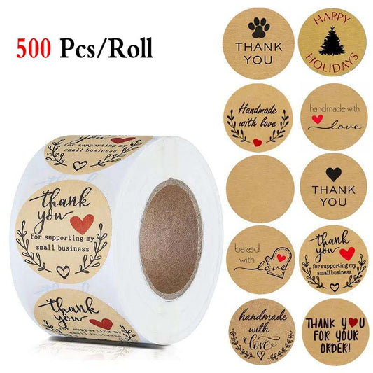 500pcs Cute Flower Thank You Series Round Sticker Seal Labes Mutifunction DIY Decorative Gifts Package Labels for Baking