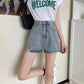 Summer Korean Denim Shorts Women's High Waist Split Loose Loose Wild Thin Wide-leg Pants A-line Pants