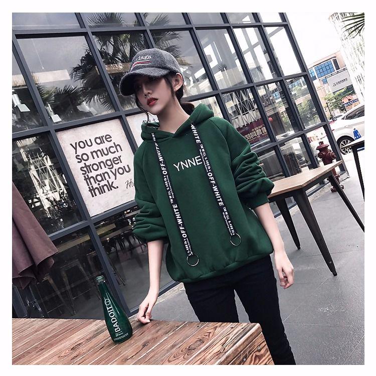 Warm hooded tops autumn and winter sweater cotton women's sweatshirt wild large size long sleeve