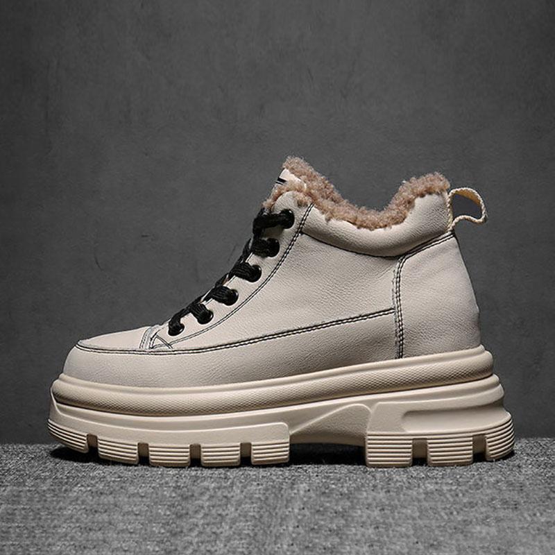 Plus Velvet High-top Shoes Women's Winter Wild Snow Boots Thick-soled Inner Increase Leisure Warm Cotton Shoes