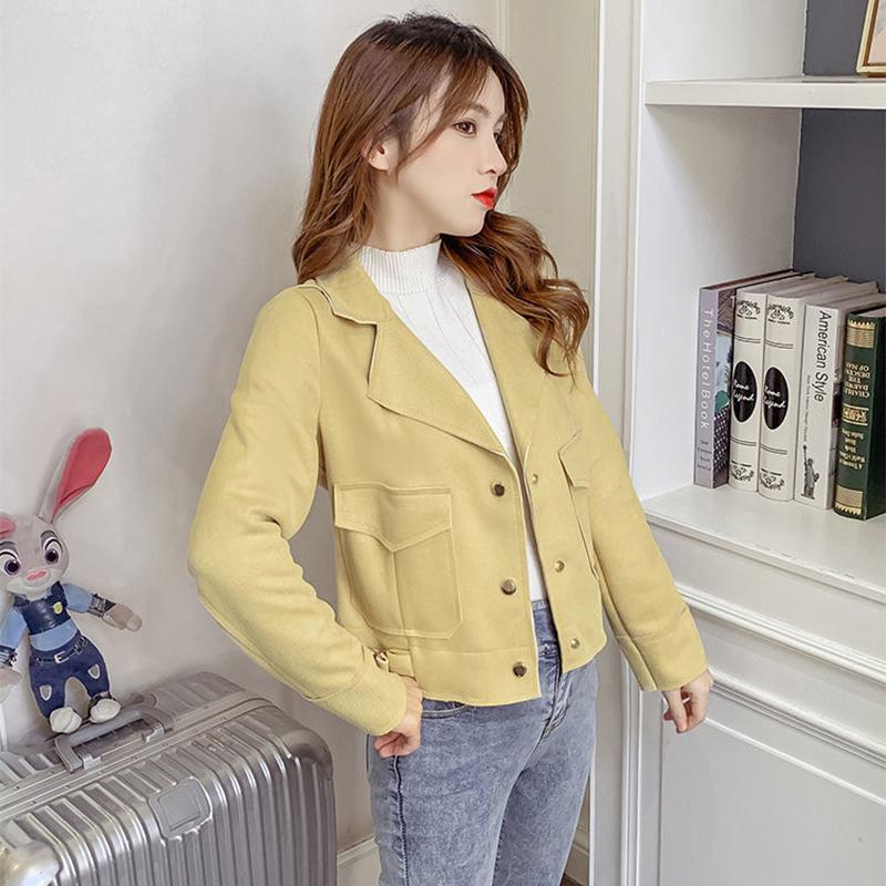 2021 Spring and Autumn Zipper Jacket Suit Collar Temperament Age-reducing Short Jacket
