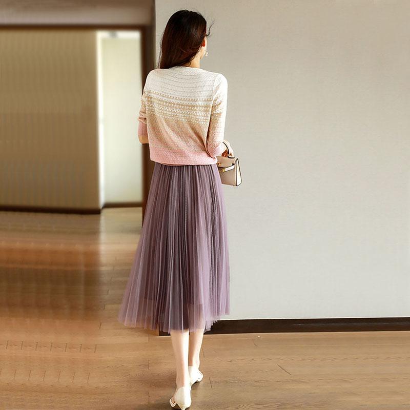 Sweater Women's Gradient Color Striped Pullover Knitwear Korean Style Lady Style Loose Top Trending Sweater Autumn and Winter