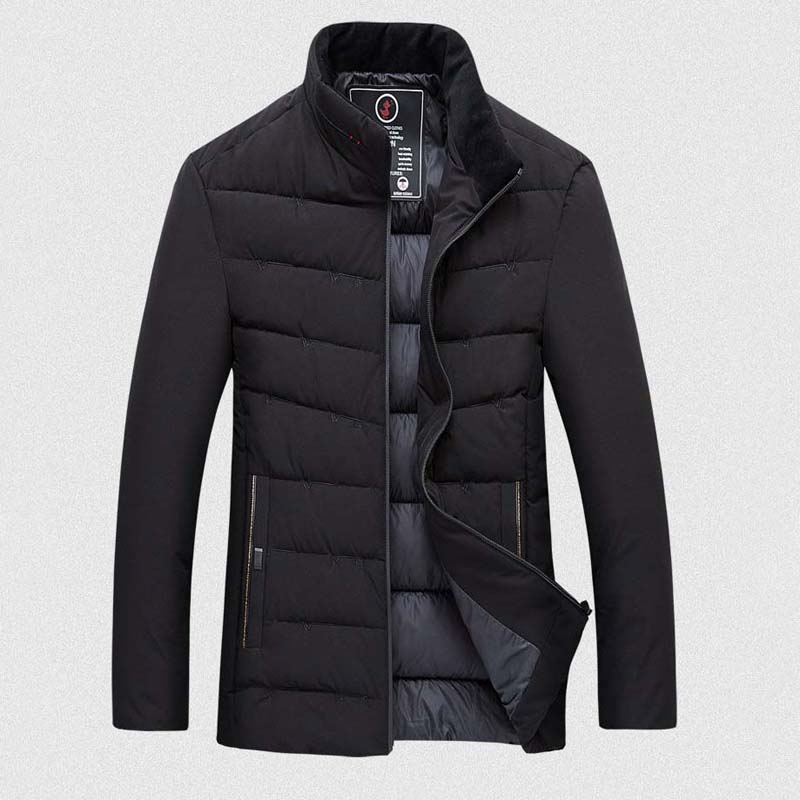 Winter New Style Men's Mid-length Thick Warm Cotton Padded Jacket Young and Middle-aged Stand-up Collar Slim Padded Jacket