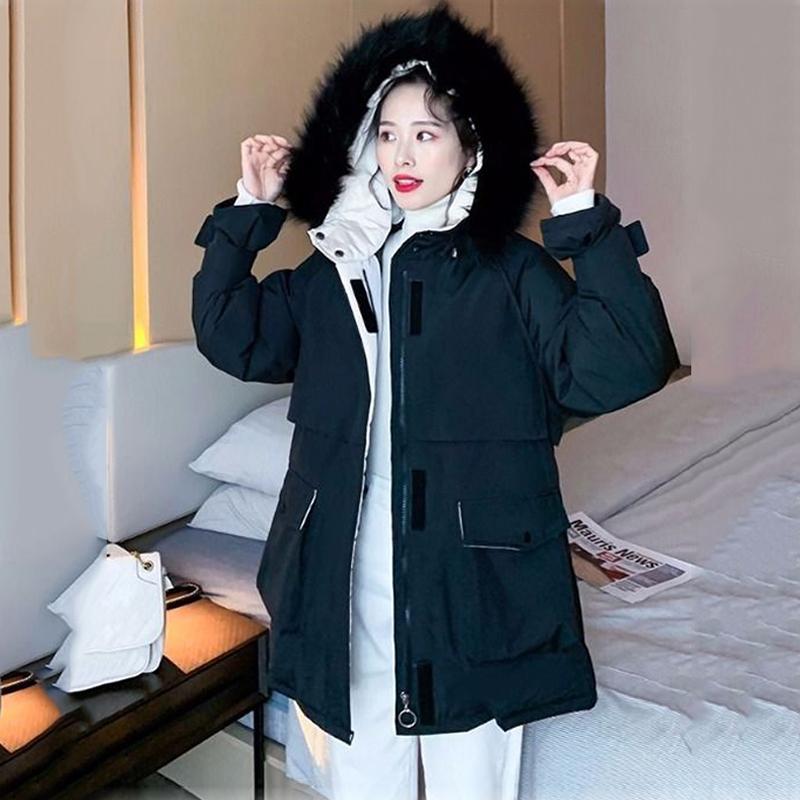Women Winter Coat Parkas Fur Collar Hooded Down Jackets Plus Size Pocket Fashion Harajuku Female Jackets and Coats