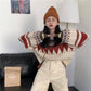 Pofulove Autumn Winter Loose Short Sweater Women Retro Thick Pullover Students Long Sleeve Women