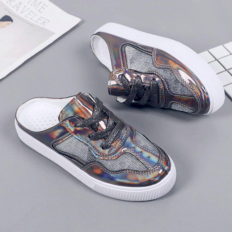 Summer Women Slippers Casual Soft Comfortable Mesh Outside Flat Slides Half Beach Slippers Woman Flip Flops