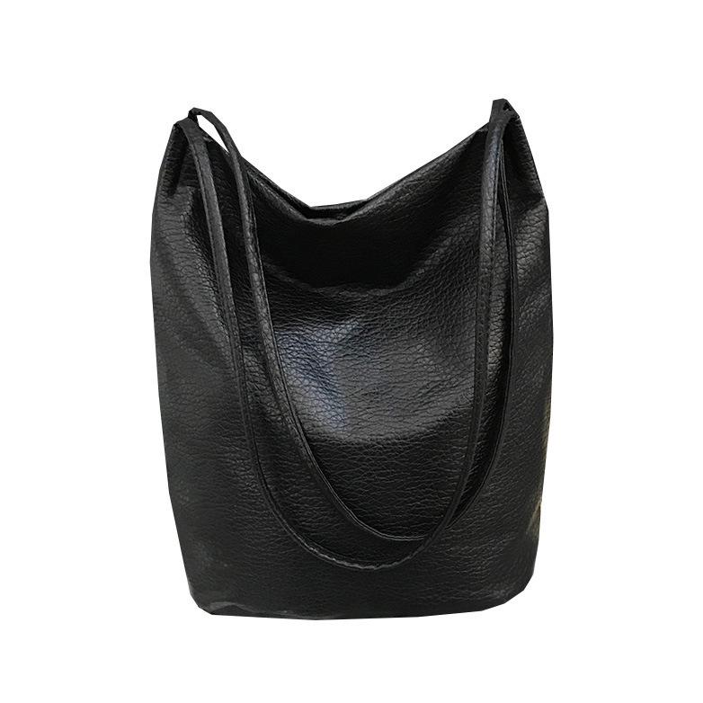 WTEMPO Women Leather Handbags Yogodlns Black Bucket Crossbody