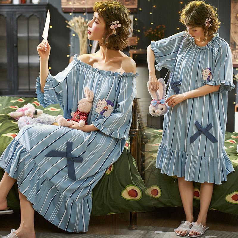 Nightdress female student cute sexy pajamas female cotton pregnant women in skirt princess style