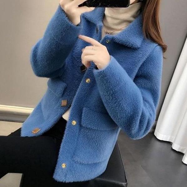 Non-shedding Casual Jacket Autumn and Winter Lapel Long-sleeved Sweater Thick Short Knitted Cardigan