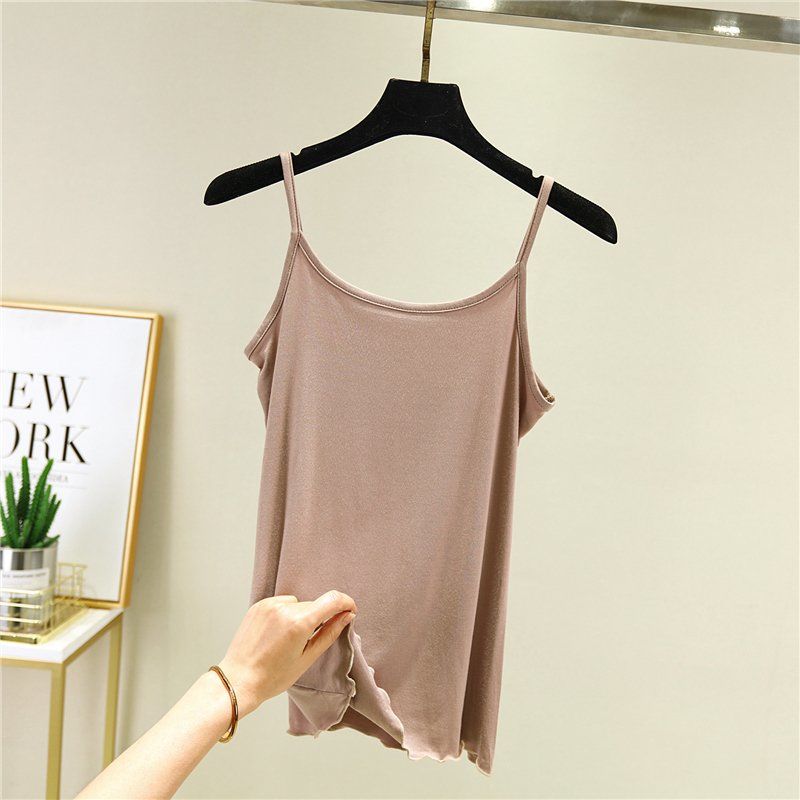 Solid Color Sling Female Summer Sexy Slim Vest Wear  T-shirt Bottoming Shirt Tops