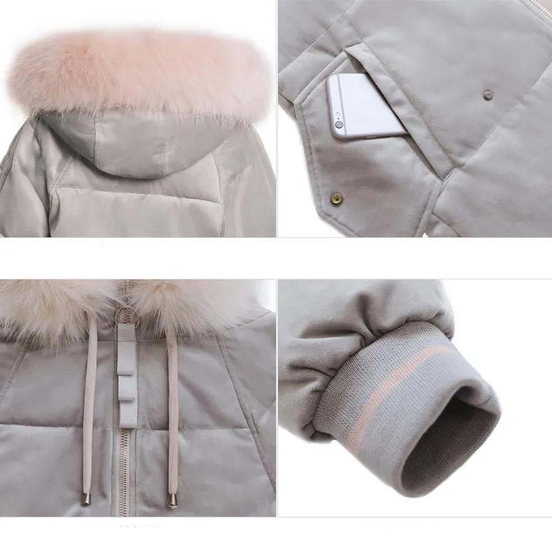 Gold Velvet Cotton-padded Jacket Women's Mid-length Student Winter Jacket Down Cotton-padded Jacket Women