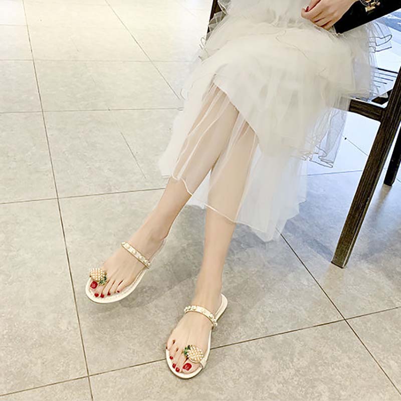 Pineapple Slippers Women's Summer Wear All-match Non-slip Flat Bottom Fashion Beach Sandals and Slippers Women