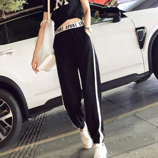 Fashion Slim Ins Spring and Summer Casual Sports Bottoming Nine-point Pants Female Korean Students Loose
