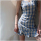 Female Summer Plaid Suspender Dress Simple Elegant Slim Short Graceful Holiday Dress