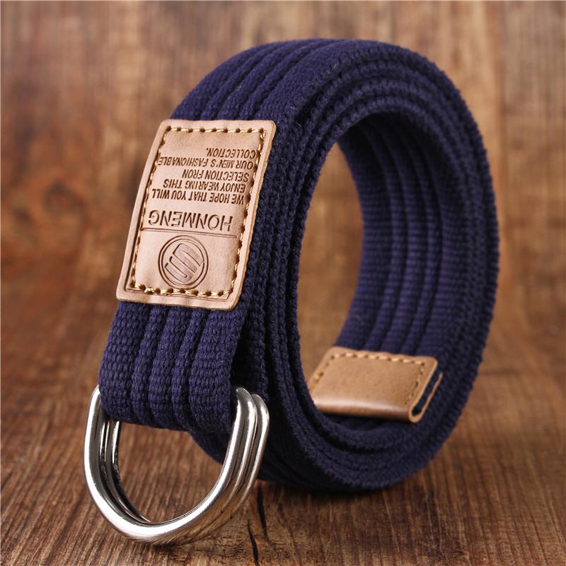 Men's and Women's Wild Canvas Belt Youth Students Double Ring Buckle Canvas Belt Woven Belt