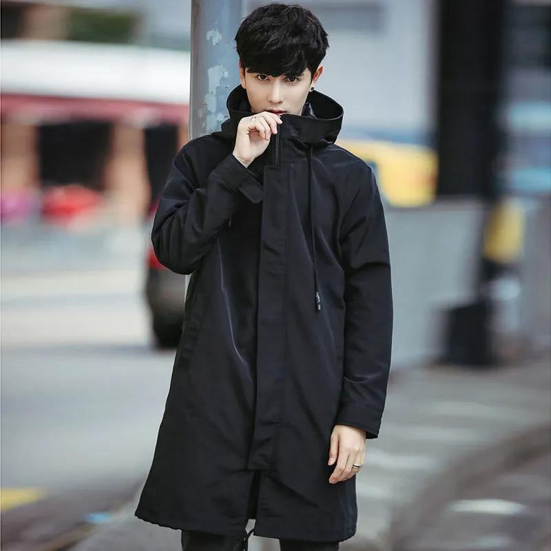 Spring and Autumn Men's Jacket Thin Loose Windbreaker Casual Mid-length Jacket Plus Fat Plus Size
