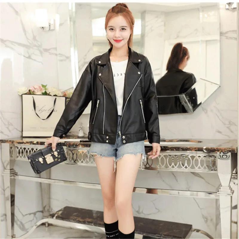 Autumn and Winter Leather Jacket Black Motorcycle Leather Jacket Short PU Leather Jacket for Women