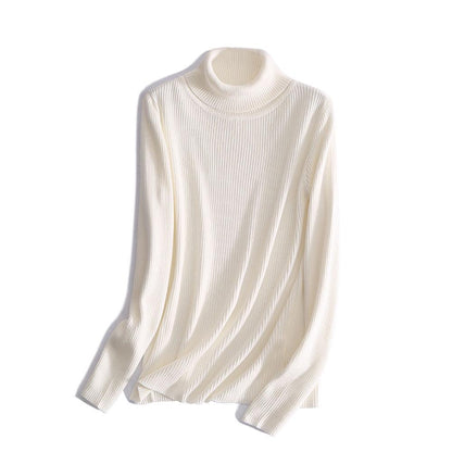 Pofulove Black Turtleneck Women's Autumn Winter Slim Fit Bottoming Shirt Long-sleeved Skinny Sweater