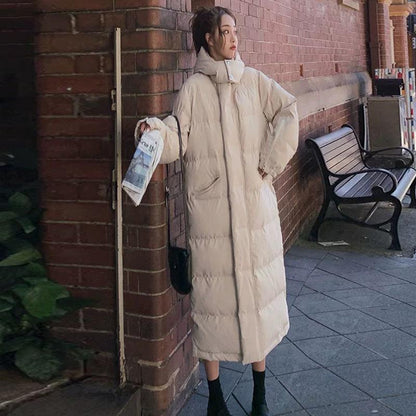 Winter Ladies Loose and Thick Thin and Long Large Size Comfortable and Warm All-match Over-the-knee Student Jacket