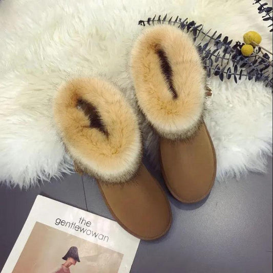 Fringed Snow Boots Thick-soled Ladies Short Boots Winter Waterproof Non-slip Cotton Shoes Wild Plush Boots