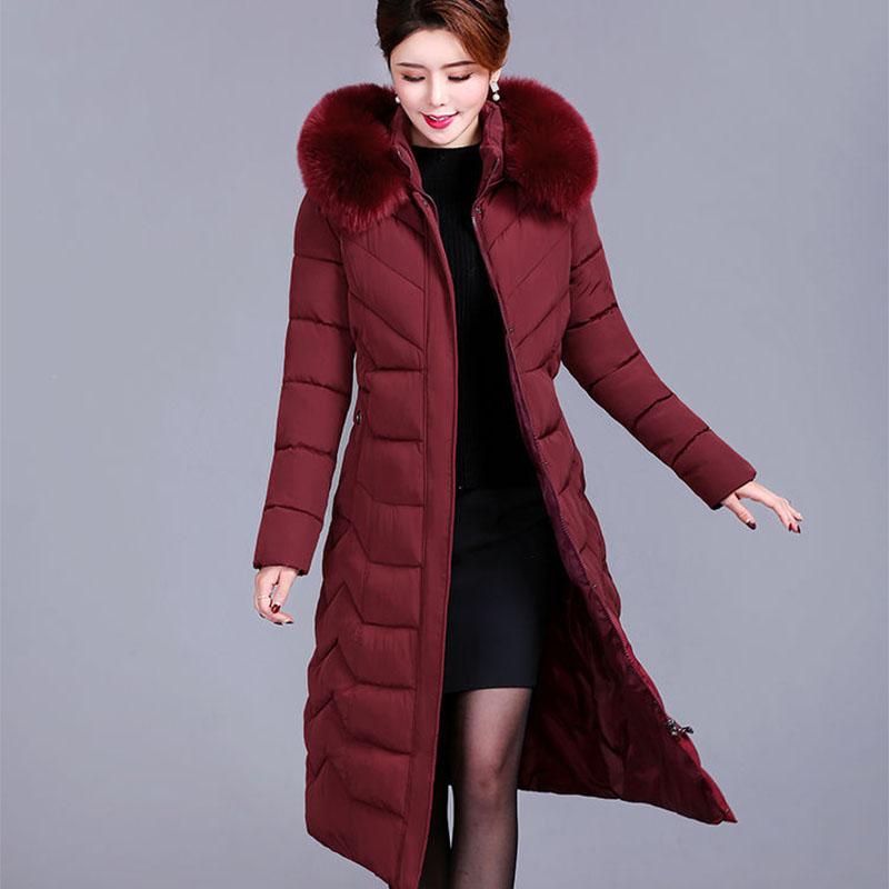 Long Over-the-knee Thick Cotton-padded Jacket Middle-aged and Elderly Winter Jacket Cotton-padded Jacket Plus Size Cotton-padded Jacket for Ladies