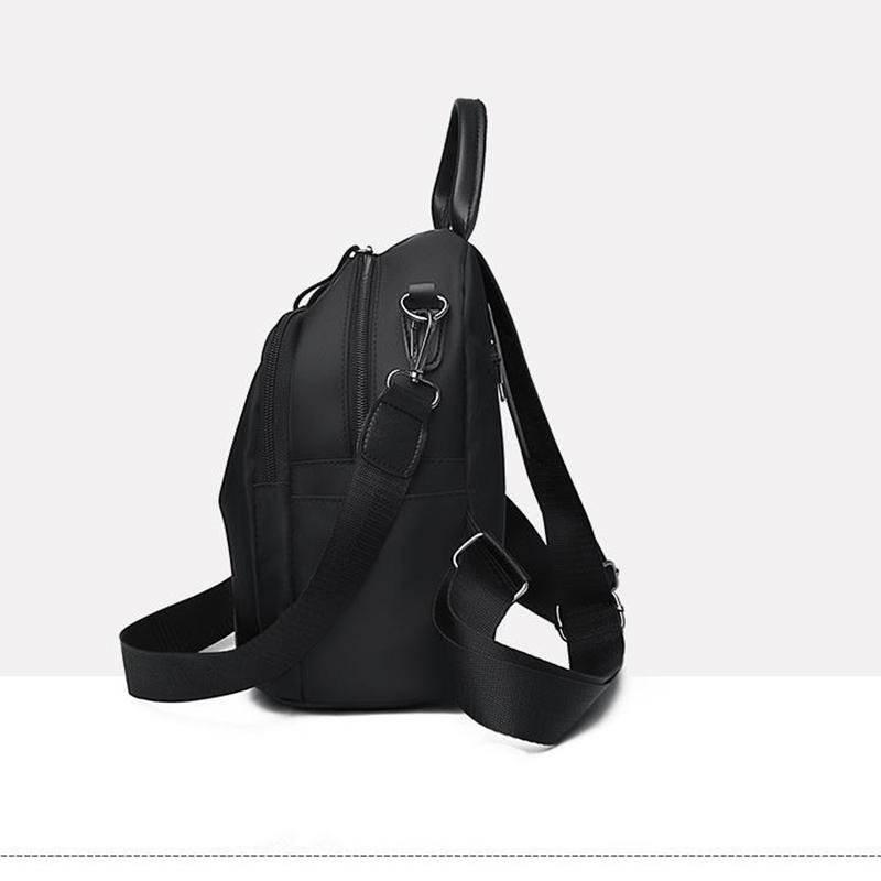 High-capacity Black Red Casual Large Capacity Simple Women's Multi-layer Canvas Backpack Travel Shopping Student Schoolbag