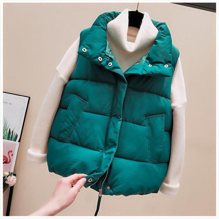 Autumn and Winter Short Plus Size Down Cotton Vest Fashion Casual Loose Jacket Sleeveless Simple Female Vest
