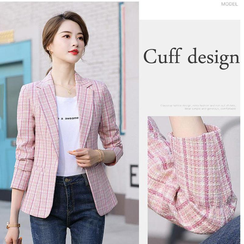 Spring and Autumn Plaid Suit Loose Retro Casual All-match Thin Short Suit Jacket Women