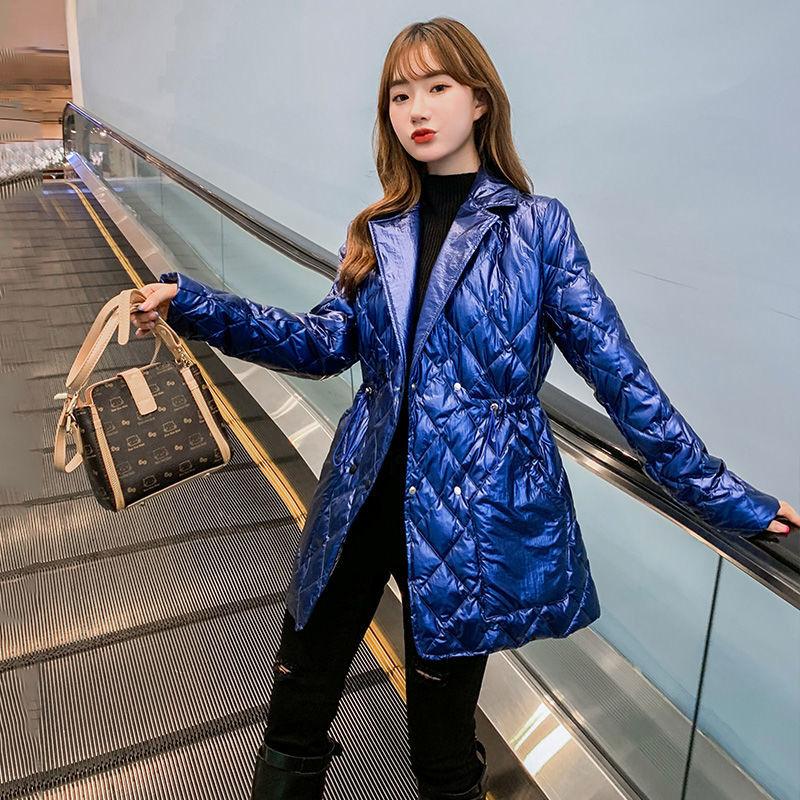 Women's Cotton-padded Clothes Mid-length Korean Style Waist Slim Slimming Suit Collar Down Cotton Jacket