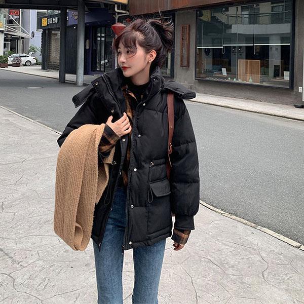 Winter Short Purple Cotton-padded Jacket Women's Loose Down Cotton-padded Jacket Student Bread Jacket