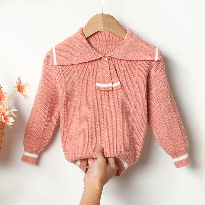 Girls Sweater 2021 Children's Clothing Autumn Baby Knit Sweater Children's Bottoming Shirt Small Fragrance Top Spring