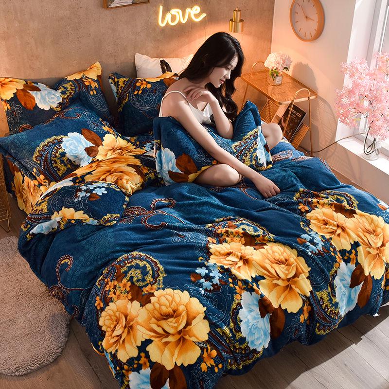 Bedding Soft Winter Thickening Four Pieces of Warm Velvet Flannel Four-piece Bedding Set