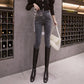 Womens Fashion Solid Color High Waist Jeans Ladies Elastic Slim Fit Casual Denim Pencil Pants