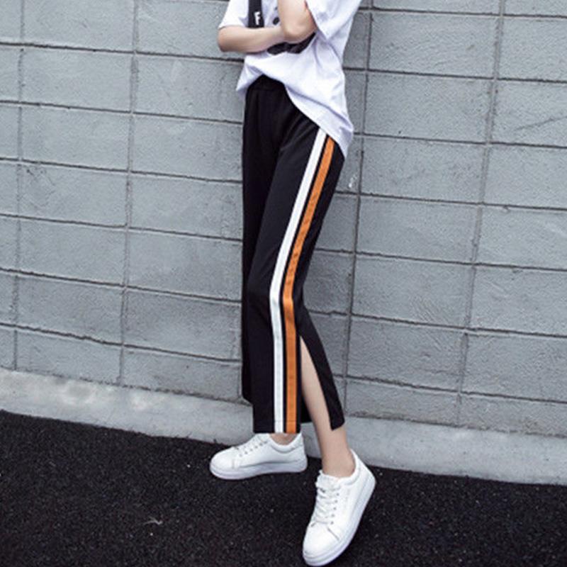 Wide-leg Pants Girls Sports Leisure Loose Nine-point High-waist Students All-match Straight-leg Pants