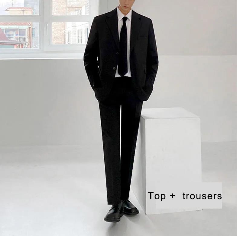 Casual Small Suit Jacket Spring Summer Autumn and Winter Handsome Trend Men's Formal Suit Jacket Trousers Two-piece Suit