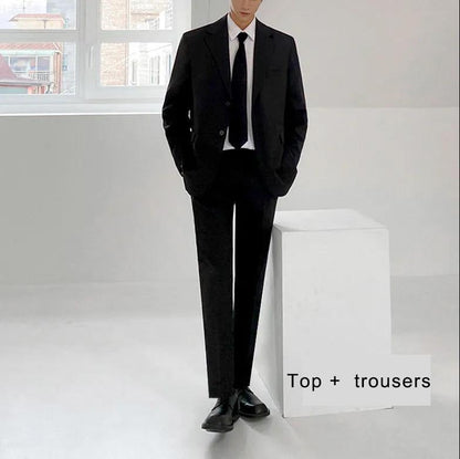 Casual Small Suit Jacket Spring Summer Autumn and Winter Handsome Trend Men's Formal Suit Jacket Trousers Two-piece Suit