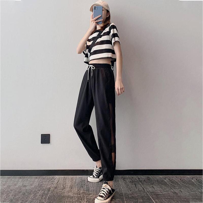 Ice Silk Sweatpants Women's Pants Summer Thin Loose Wide-legs Plus Size Nine Points Casual Thin All-match Pants