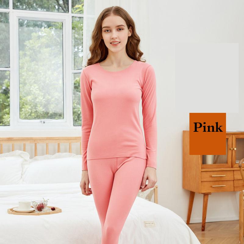 Women Winter Autumn Clothes Thermal Underwear O-neck Tops Pants Female Tight Suit Windproof Comfortable Soft Lining Long Sleeve High Elasticity Slim