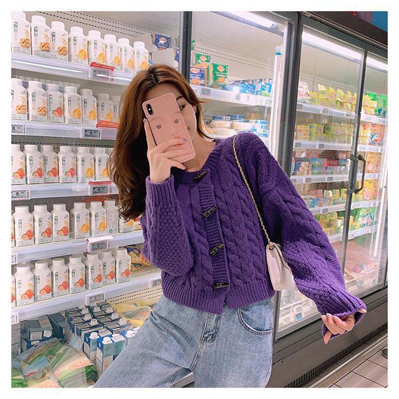 Autumn and Winter Retro Top Fashion Cardigan Casual Sweater Short Knit Young Women's Jacket